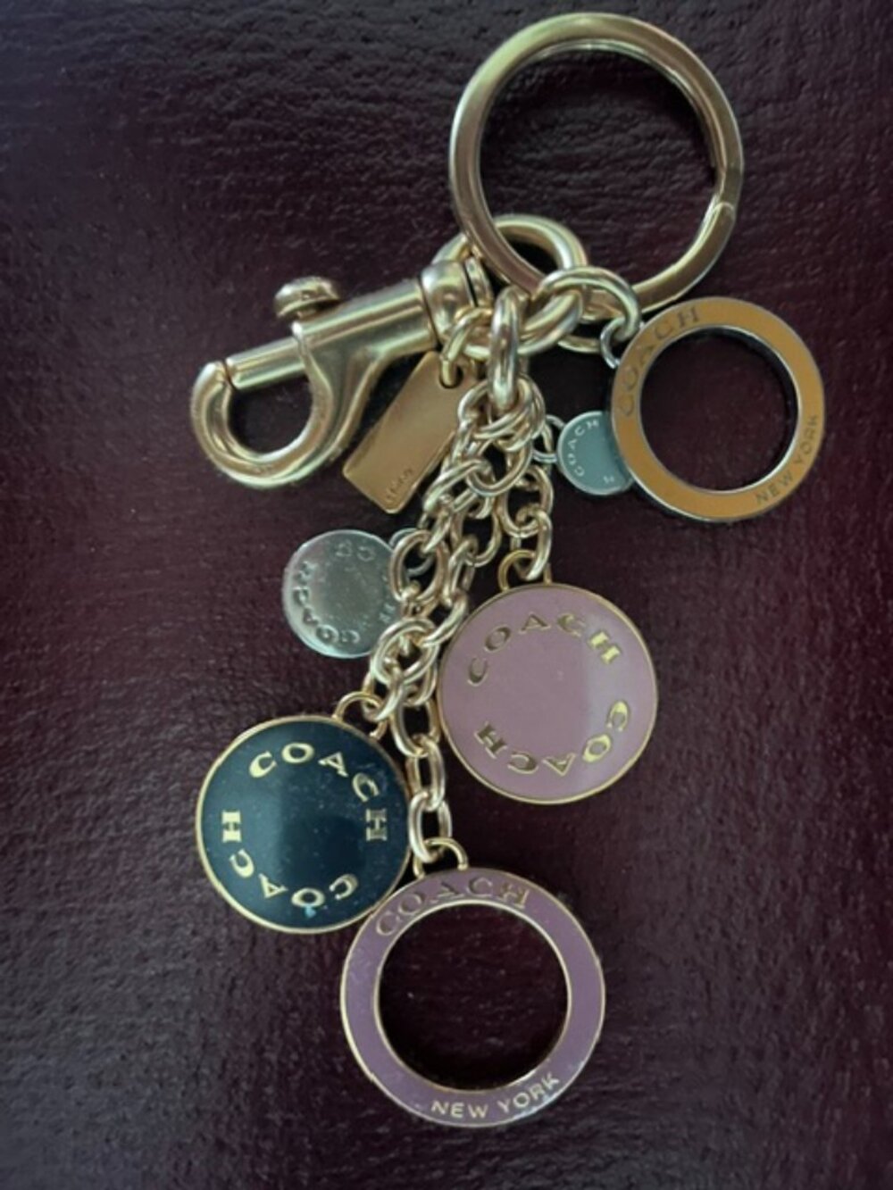 Coach Keychain, Coach logo, black, pink, gold, like new, never used